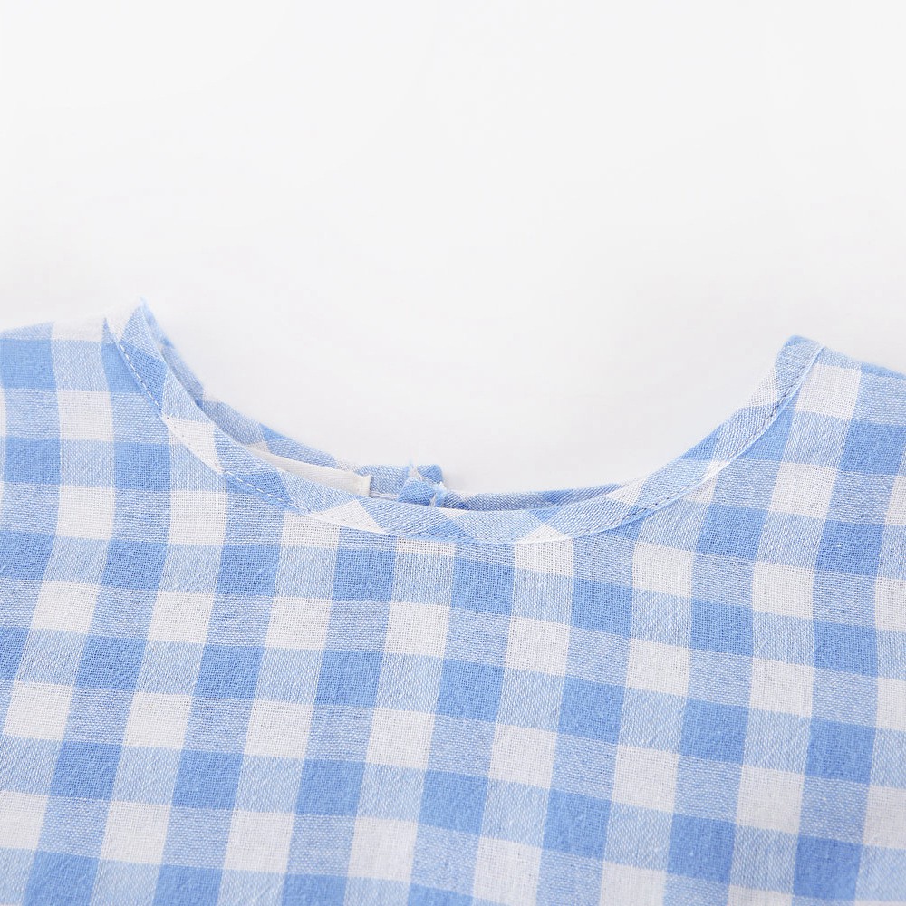 Bộ Đồ Sanlutoz 2 Món Tay Ngắn Màu Xanh Dương Kẻ Sọc Thời Trang Cho Bé Gái