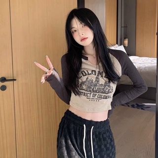 Áo thun dài tay thun gân croptop
