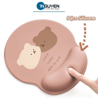 Lót chuột đệm kê tay silicon gấu xinh chống mỏi cổ tay, decor bàn làm việc, văn phòng, cực dễ thương