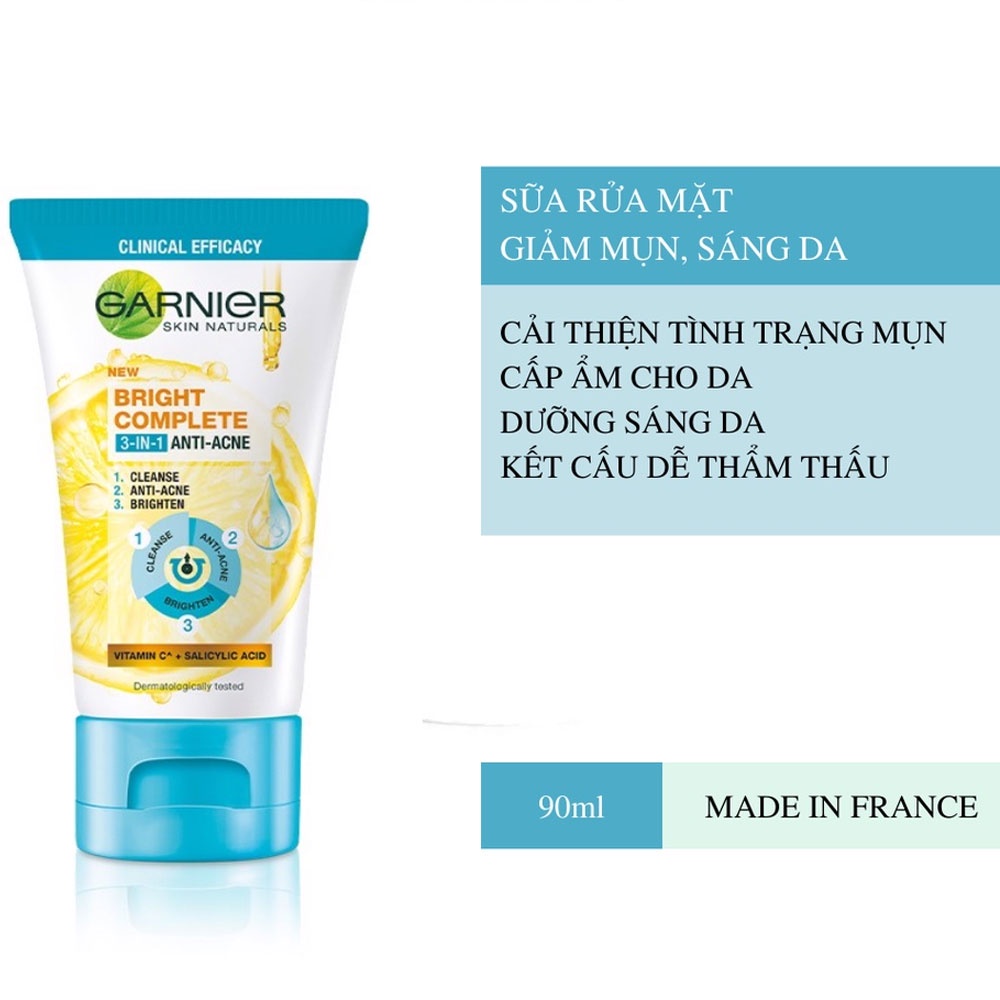 Sữa Rửa Mặt Ngừa Mụn Trắng Da GARNIER 90ml Lamdepstore