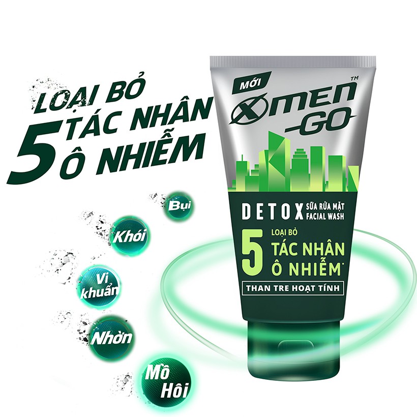 Sữa rửa mặt X-Men Go DETOX Than Tre Hoạt Tính 100G