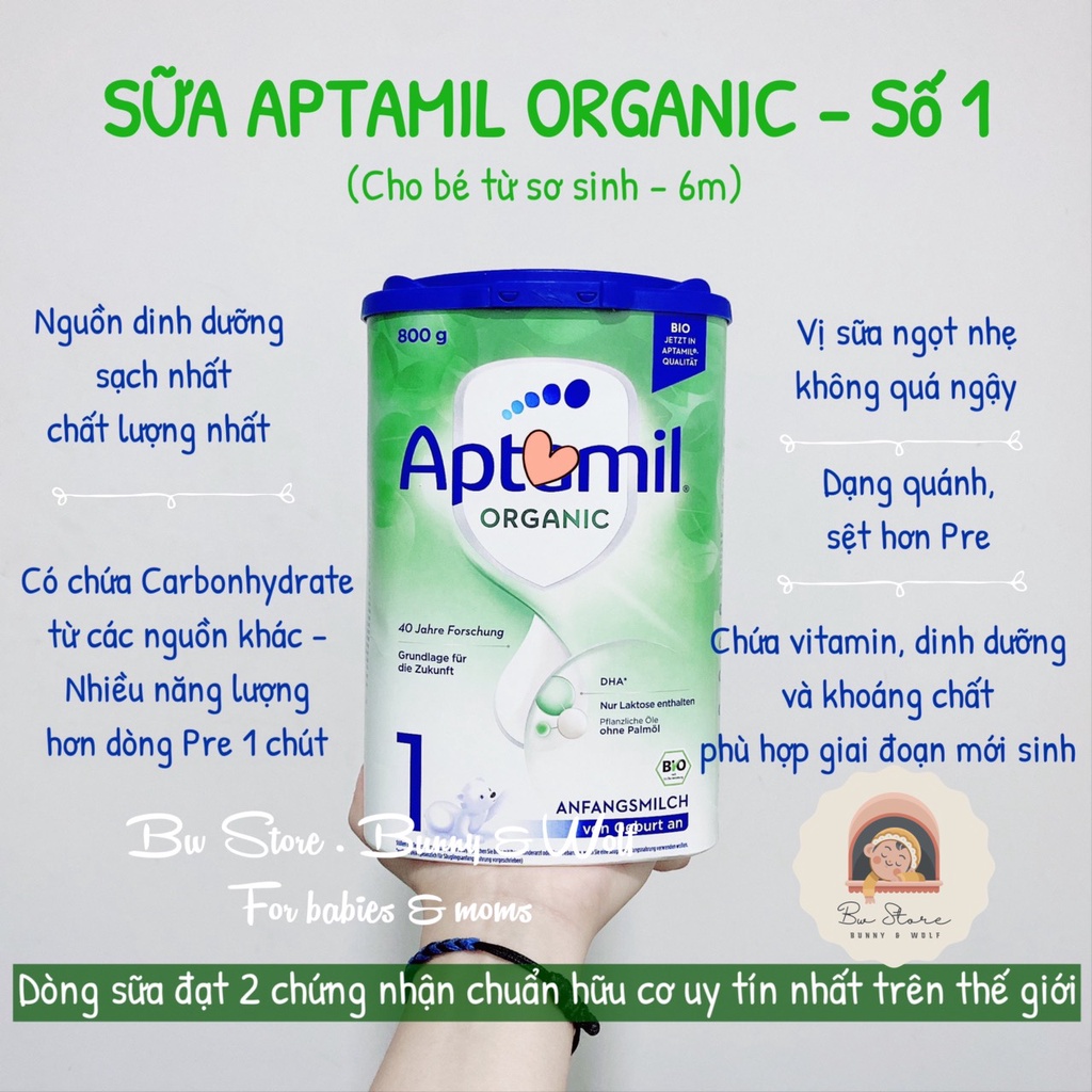[Hàng Air - Cam kết chính hãng] Sữa Aptamil Organic Bio Anfangsmilch Đức Hộp 800gr Số 1-2