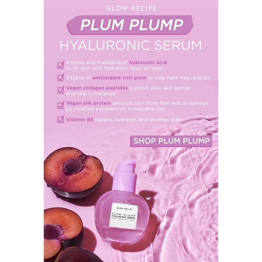 TINH CHẤT CẤP ẨM TRẺ HOÁ DA GLOW RECIPE PLUM PLUMP HYALURONIC ACID SERUM