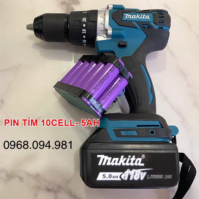 SIÊU KHỎE!!!!Máy Khoan Pin Makita 118V 3 Chức Năng, Loại Không Chổi Than, Đầu Auto Lock 13mm