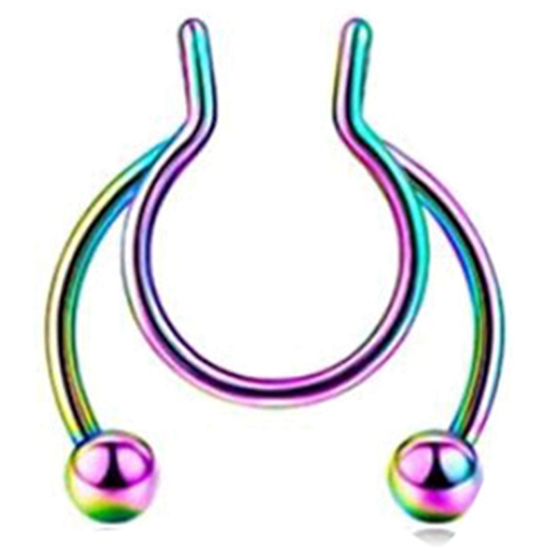 Women Gifts Colorful Fashion Non Piercing Nose Ring Jewelry Steel