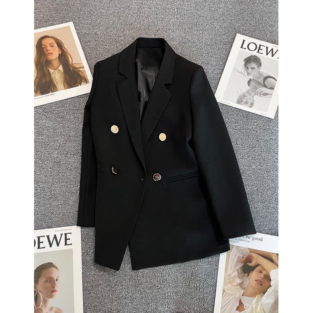 Áo blazer phom suông hàng QC 2lớp dày dặn