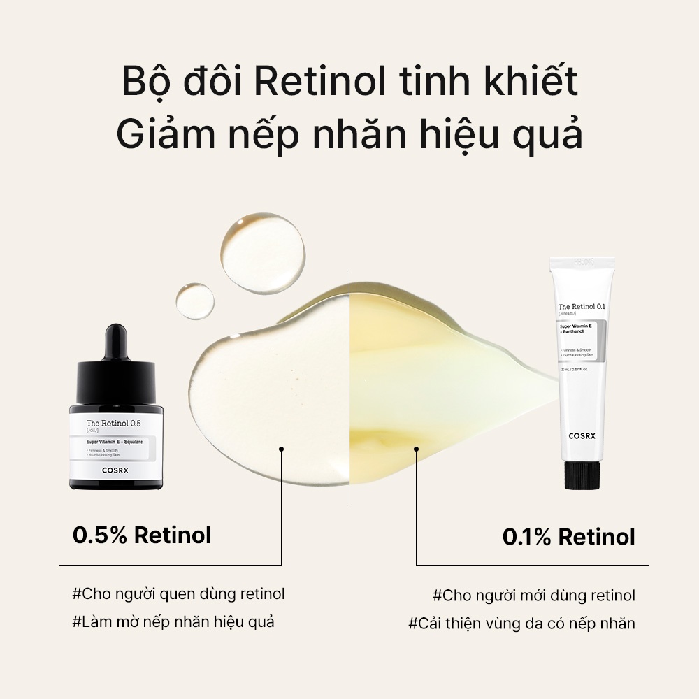 &quot;[COSRX OFFICIAL] Kem dưỡng và Dầu dưỡng COSRX Retinol (20ml), loại bỏ nếp nhăn, thành phần retinol tinh khiết, chống lão hoá, làm sáng da  - Với 0,1% retinol tinh khiết, sản phẩm kem dưỡng #RetinolDermCream có tác dụng ngăn ngừa và làm mờ các nếp nhăn