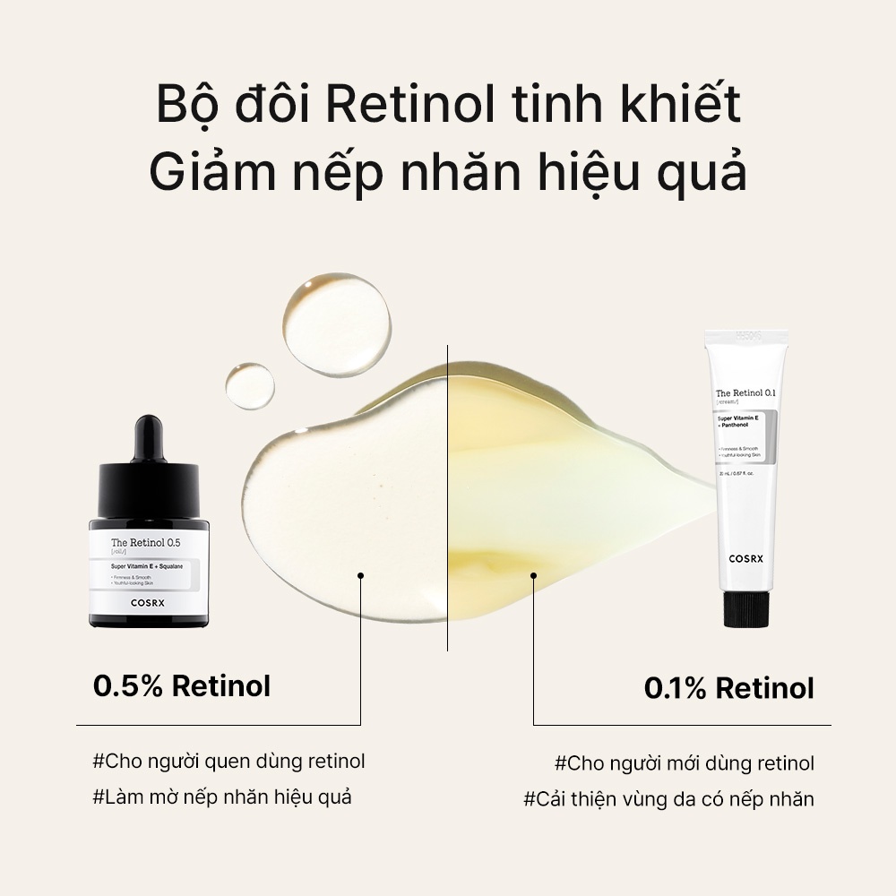 Kem dưỡng và dầu dưỡng COSRX Retinol 0.1% 20ml ngăn ngừa loại bỏ nếp nhăn chống lão hóa làm sáng da