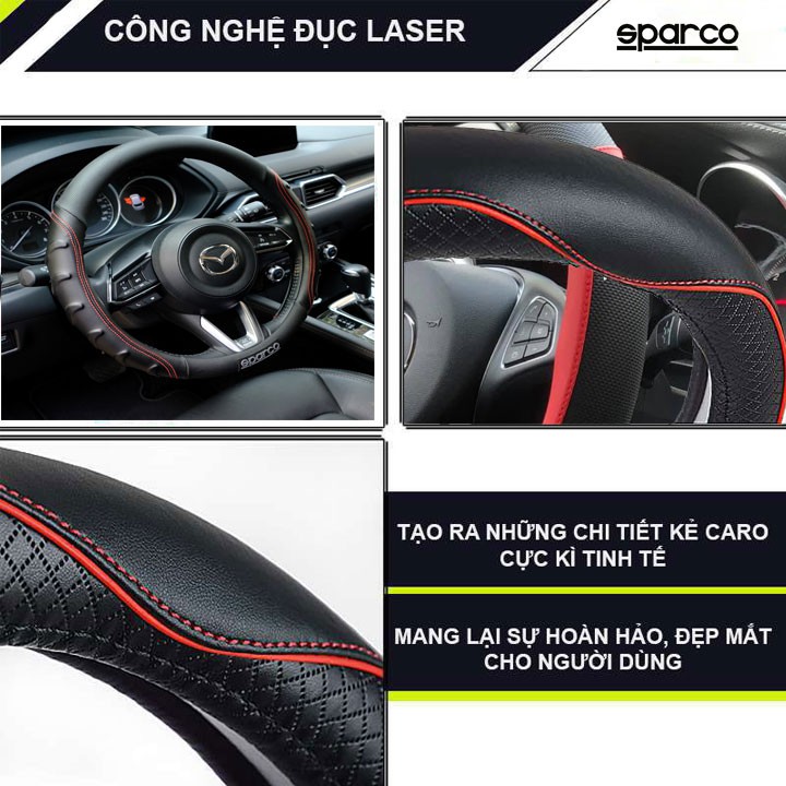 Bọc vô lăng Sparco chính hãng lắp vừa cho mọi loại xe ô tô Mercedes BMW Audi Toyota Honda Ford Hyundai Kia Vinfast Mitsu