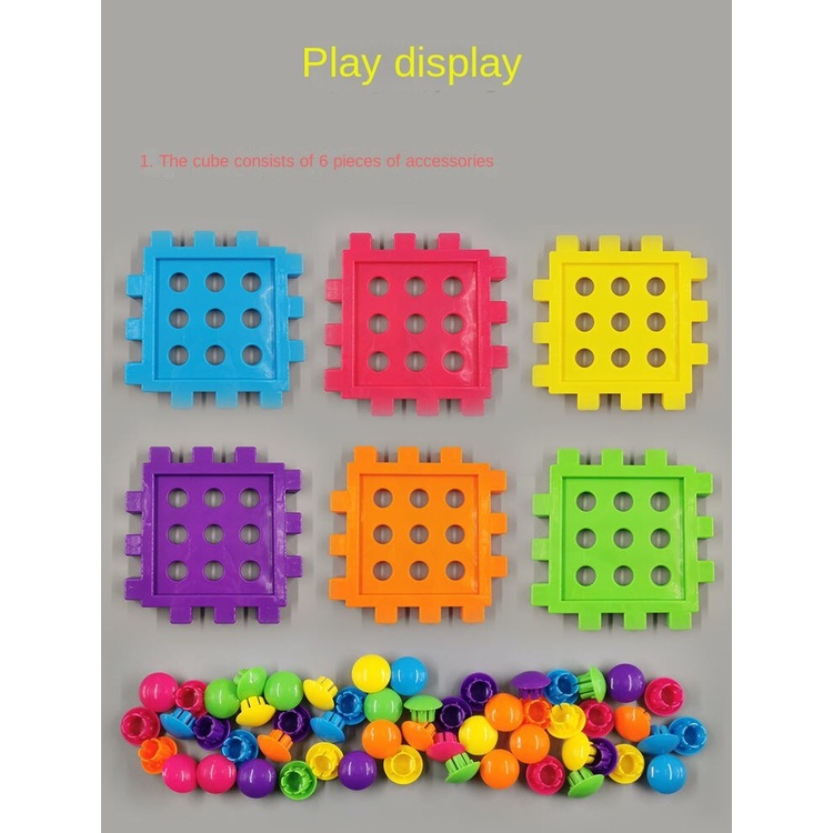 Bộ Đồ Chơi Khối Lập Phương 54 Nút Màu Sắc Sáng Tạo Giáo Dục Sớm Cho Bé