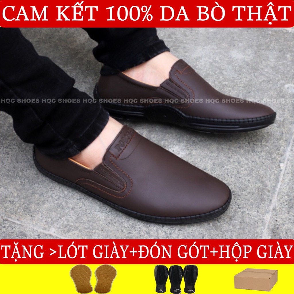 Giày da nam HQC SHOES da bò mềm mại đế cao su khâu chỉ bảo hành 1 năm GN016