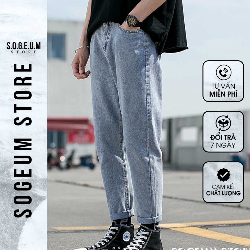 Quần jean nam dáng baggy, quần bò ống rộng dáng suông phong cách hàn quốc - sogeum.store