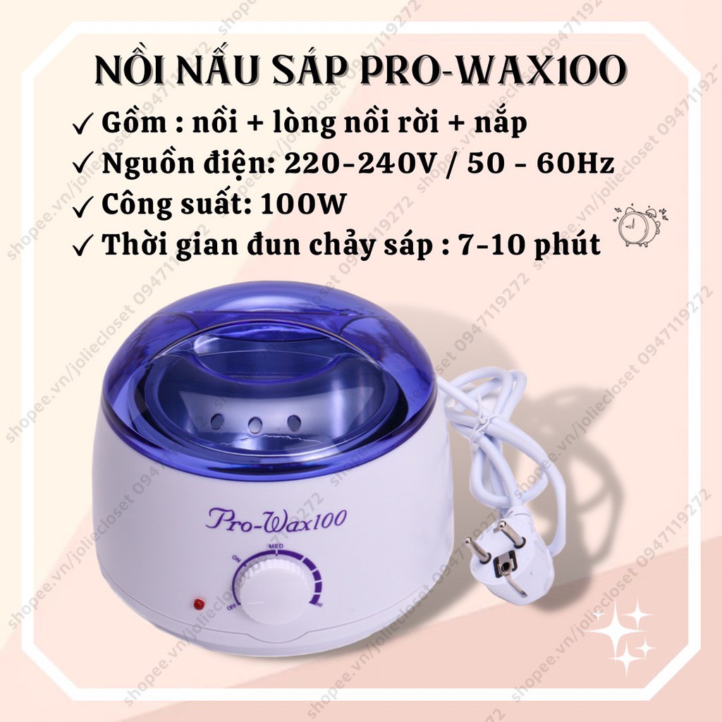 Nồi nấu sáp wax lông chuyên dụng pro 100, tặng kèm 50gr sáp wax lông và que gỗ