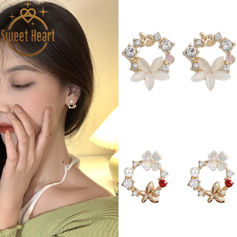 Khuyên Tai Bạc S925 Hình Hoa Trái Tim Ngọt Ngào Sang Trọng