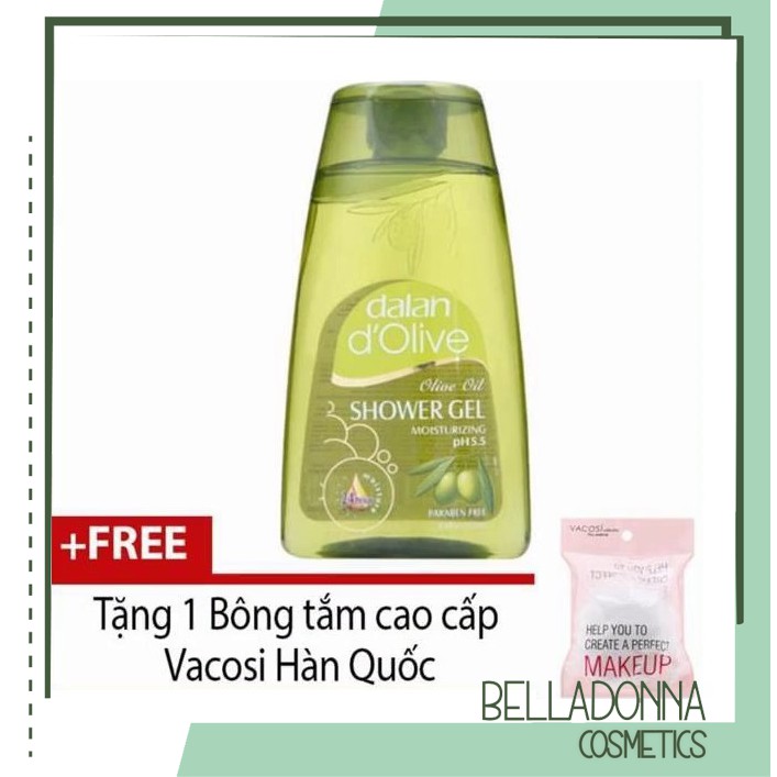 [CHÍNH HÃNG] Sữa tắm dưỡng ẩm từ ô liu Dalan D’Olive Olive oil Shower Gel 250ml + Tặng 1 Bông tắm Vacosi