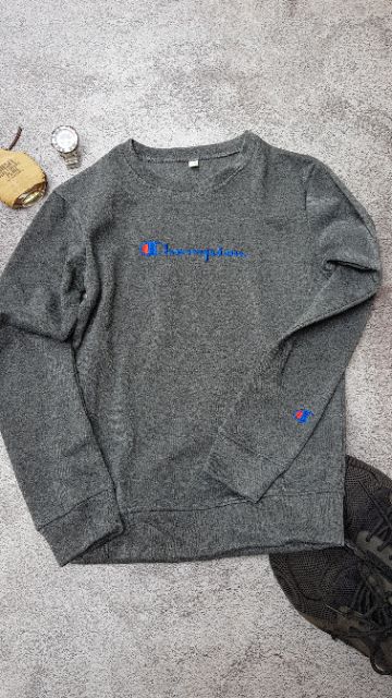 Áo nỉ Champion logo thêu đẹp mặc ấm thu đông nam nữ đều mặc dc