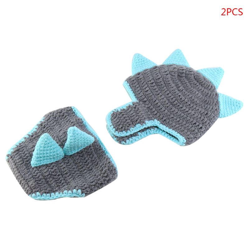 Mary☆2 Pcs Newborn Photography Props Suit Handmade Knitted Cotton Pants Hat Outfits