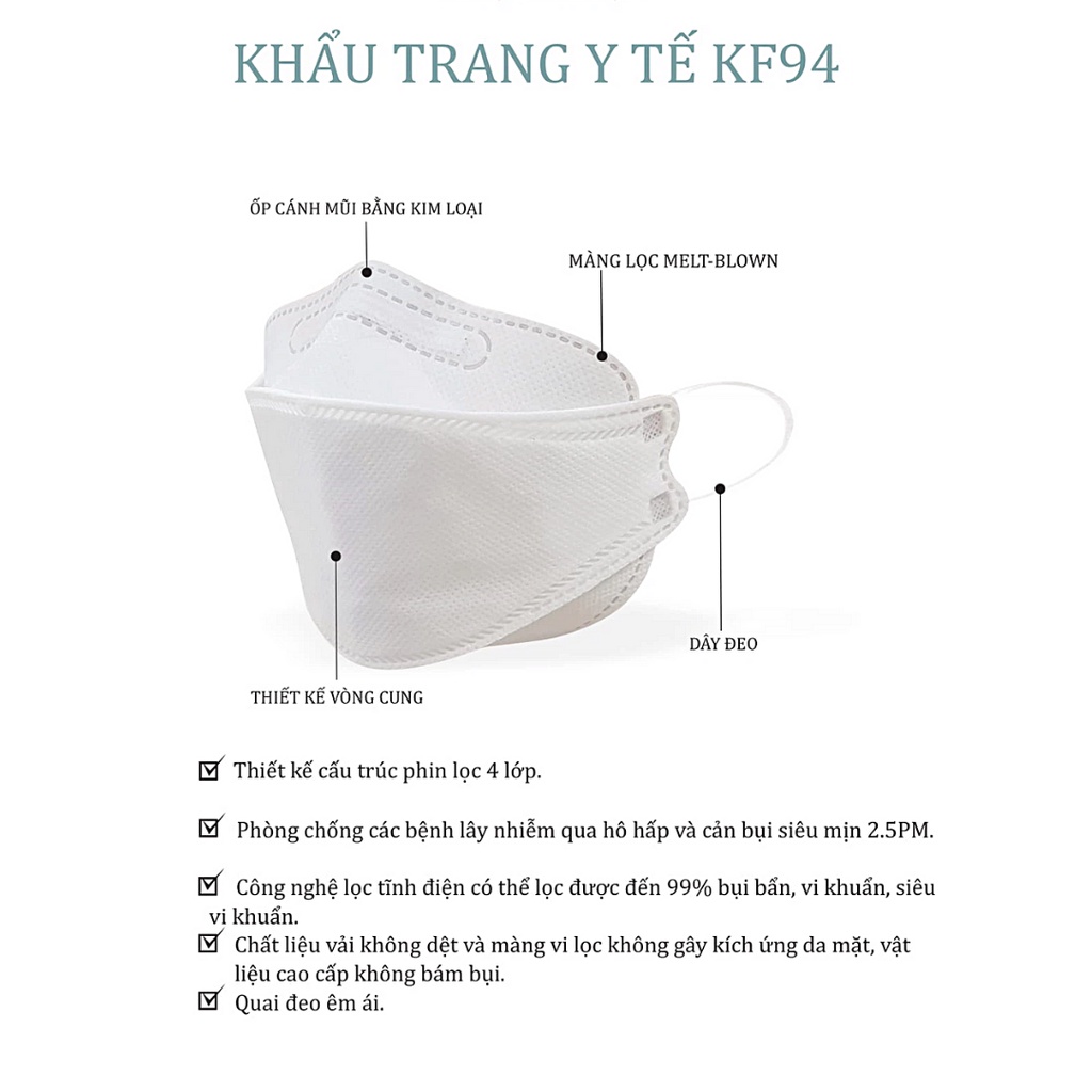 Khẩu trang KF94 Hàn Quốc chính hãng Uni mask thiết kế 3d mask chống bụi mịn kháng khuẩn gói 10 cái - GoF Store