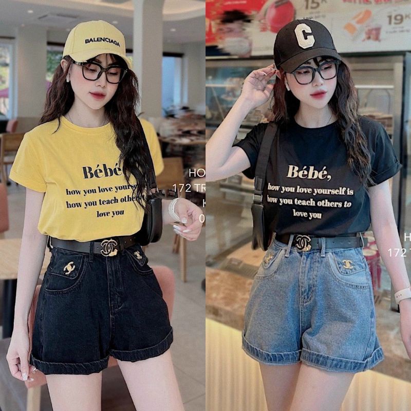 Quần short jean túi