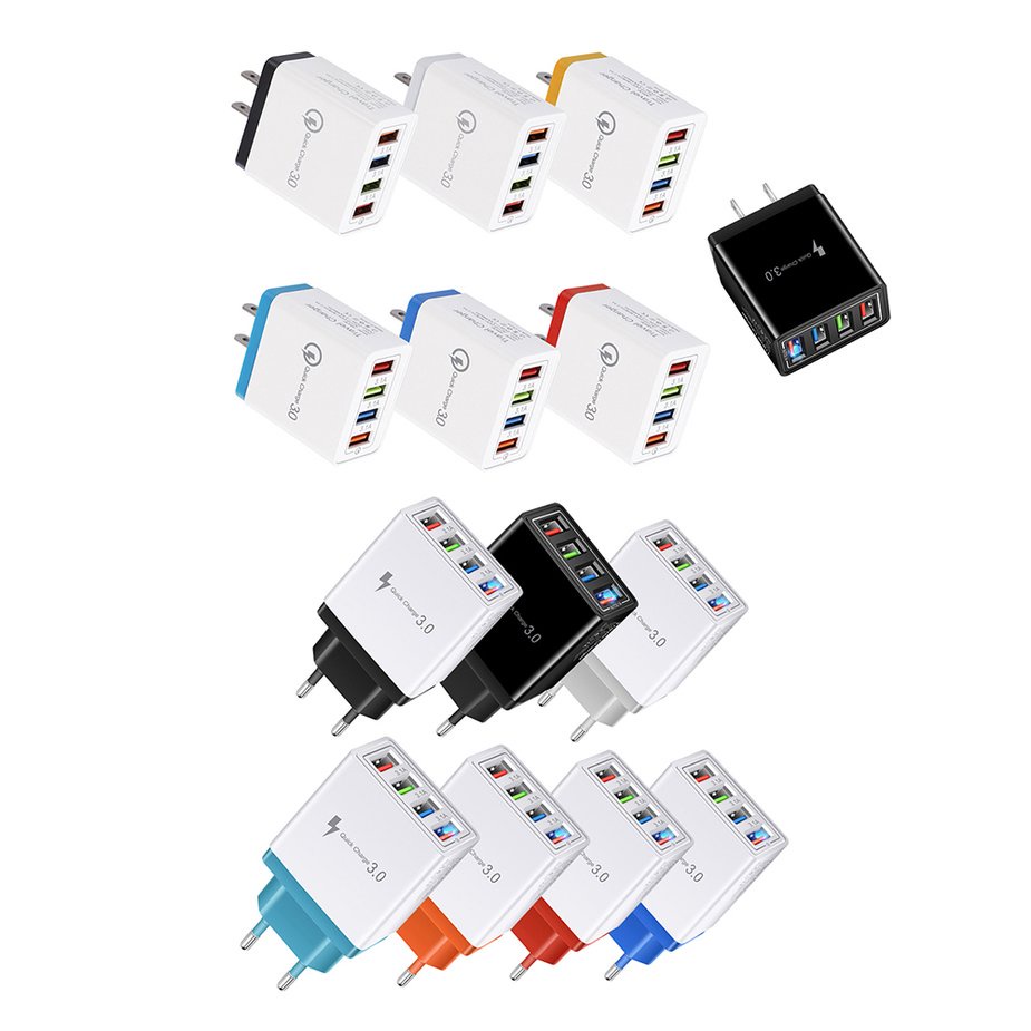 Củ sạc nhanh cảm ứng 4 cổng USB nhiều màu sắc cho điện thoại