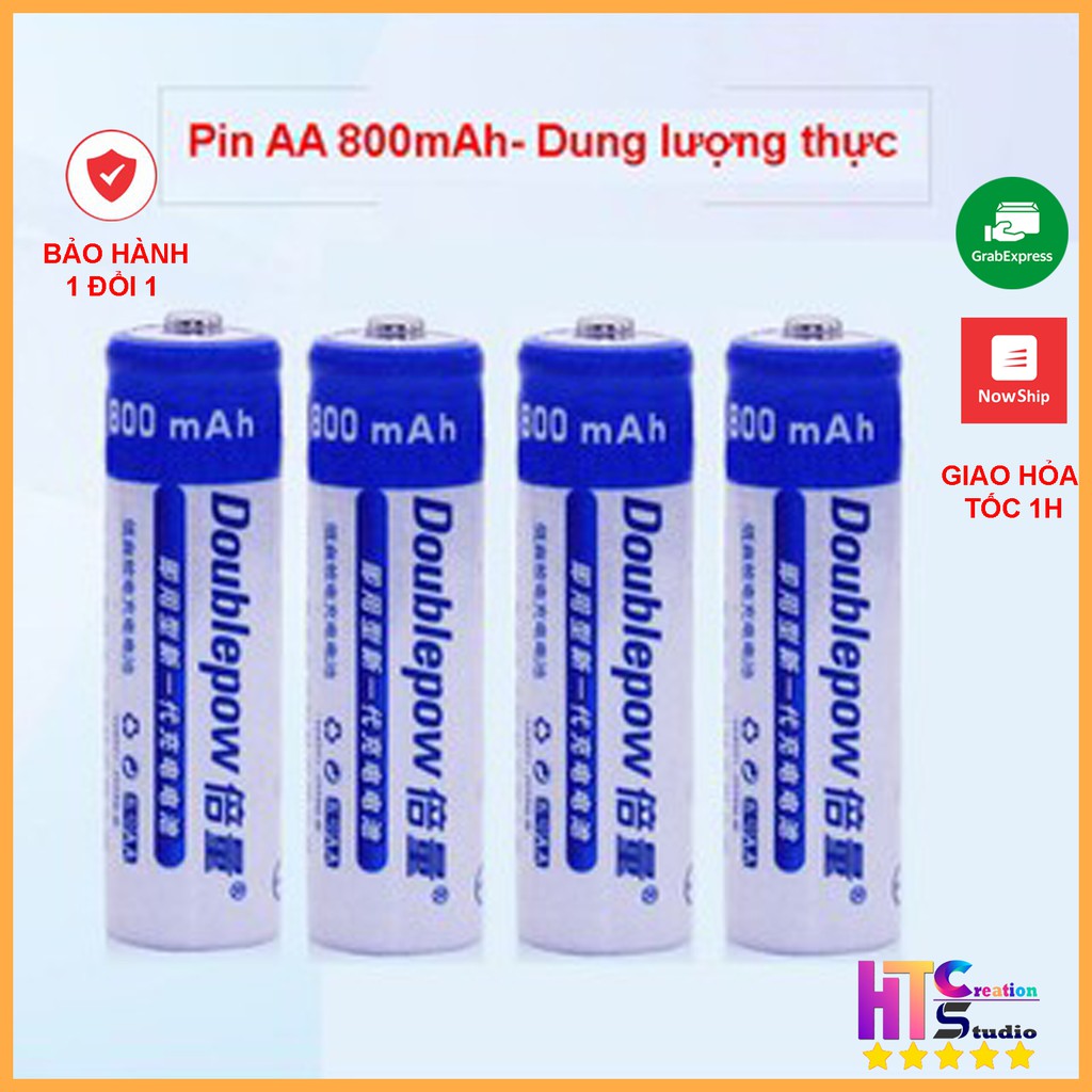 [Mã 2404EL10K giảm 10K đơn 20K] Hộp 8 viên pin tiểu AA 800mAh sạc lại DoublePow (chính hãng) + Sạc DoublePow DP-U82