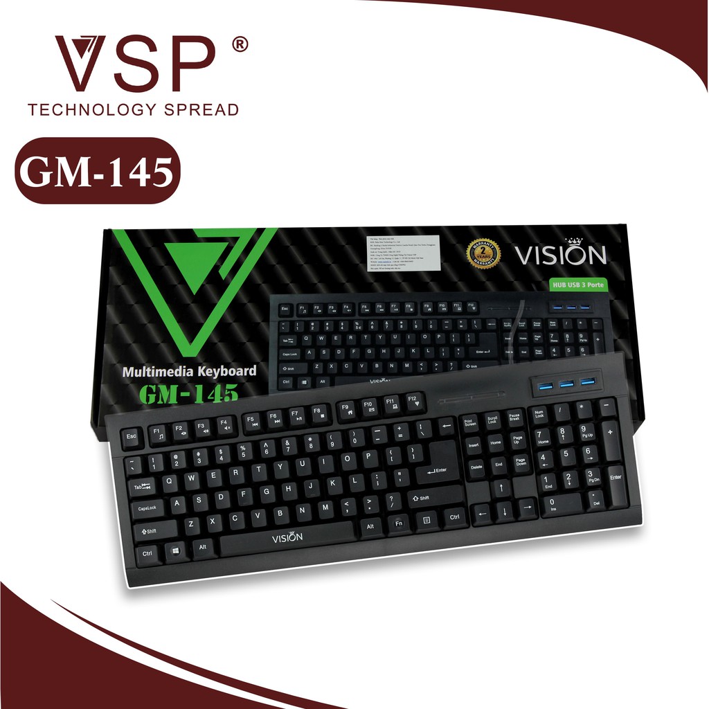 Phím Vision GM 145 Tích Hợp 3 Cổng USB và Multimedia