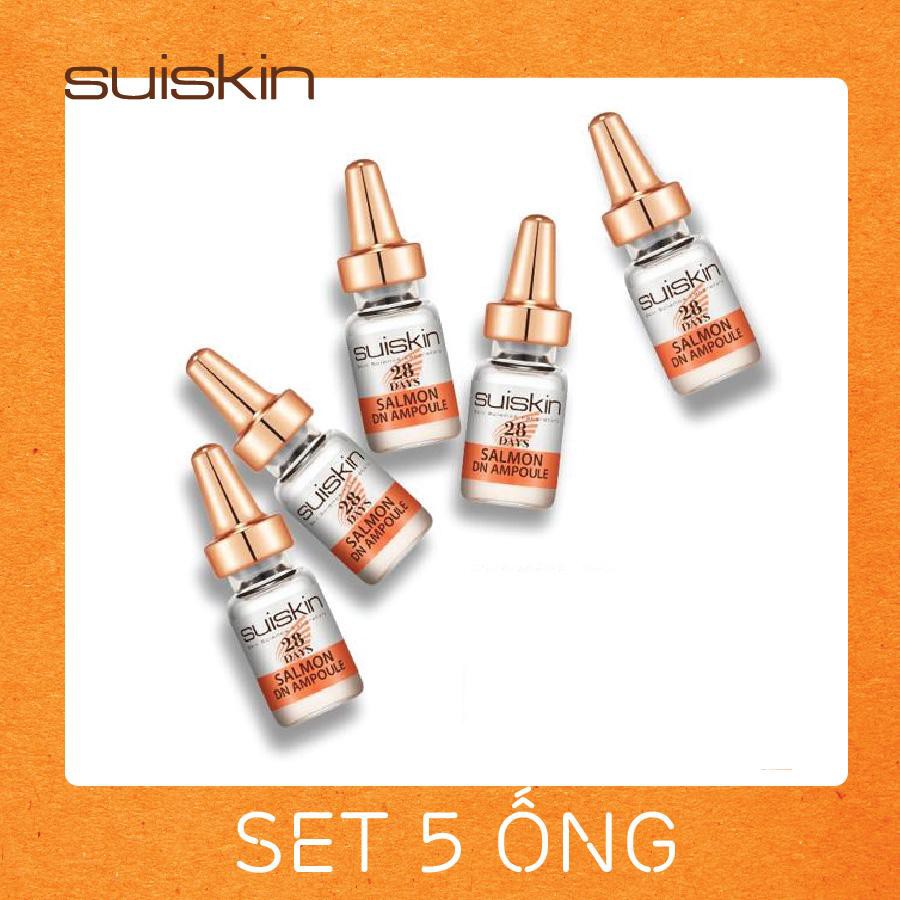 Combo 5 Chai Tế Bào Gốc Từ DNA Cá Hồi Phục Hồi Da Sau 28 Ngày Suiskin Salmon DN Ampoule 28 days 2ml x 5 Chai