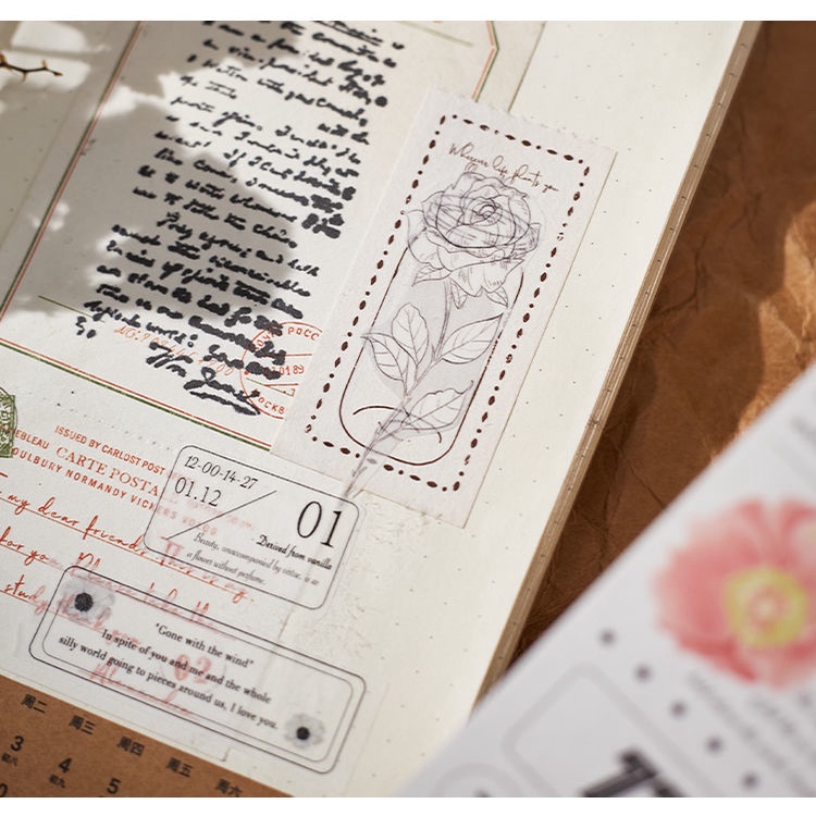 Băng keo washi tape vintage đen trắng 5x35cm - 3 mẫu