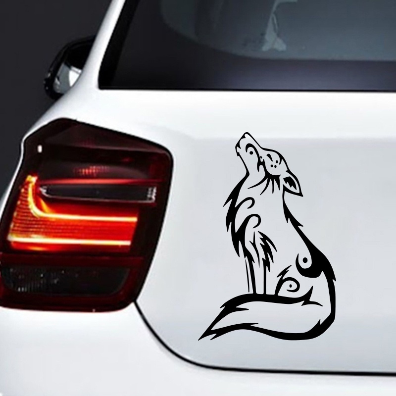 Miếng Dán Trang Trí Xe Hơi Hình Chó Sói Bằng Vinyl Chống Thấm Nước Thời Trang