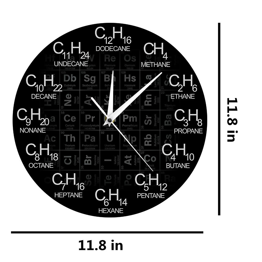 Đồng Hồ Treo Tường Họa Tiết Bảng Tuần Hoàn Hóa Học 12 Inch