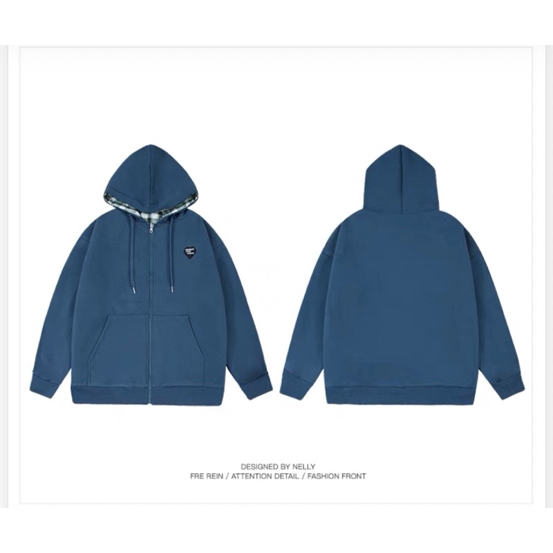 Áo khoác Hoodie zip  2 mặt form rộng dành cho nam và nữ Nelly Heybig 89