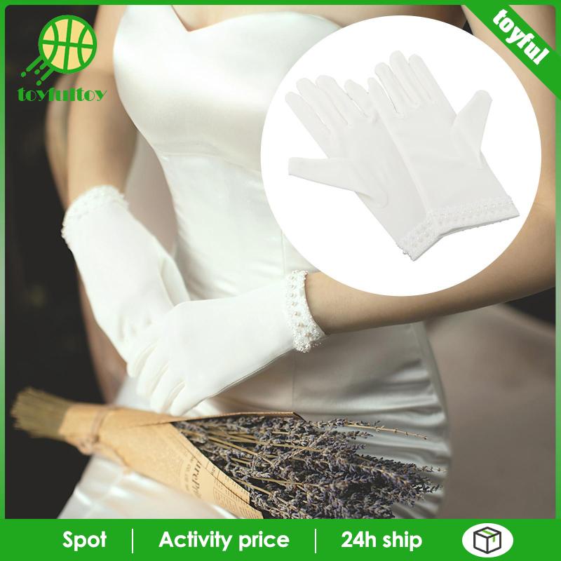 Găng Tay Satin Ngắn Toàn Diện Dành Cho Cô Dâu Trong Tiệc Cưới