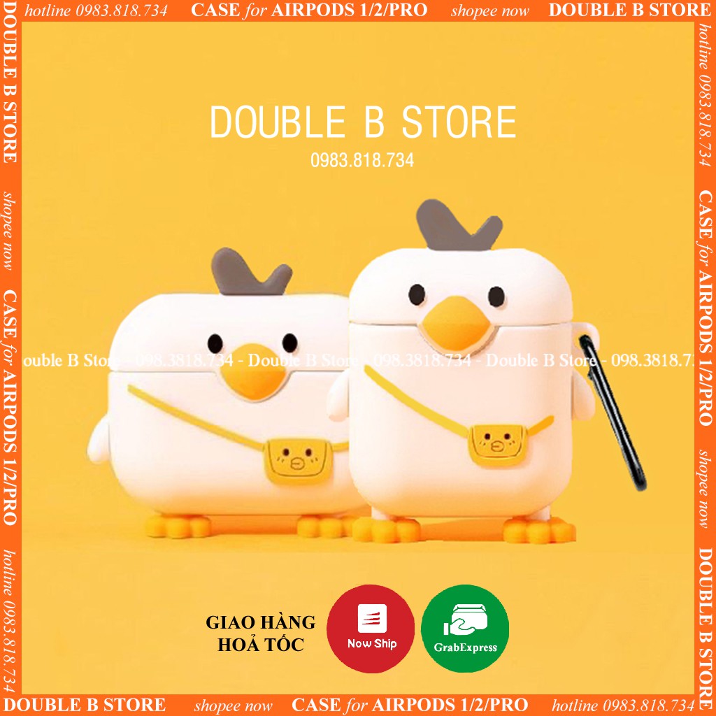 ☘️Tặng kèm móc☘️ Case airpod vịt hoạt hình cartoon duck - vỏ bảo vệ bao đựng tai nghe airpod vịt hoạt hình1/2