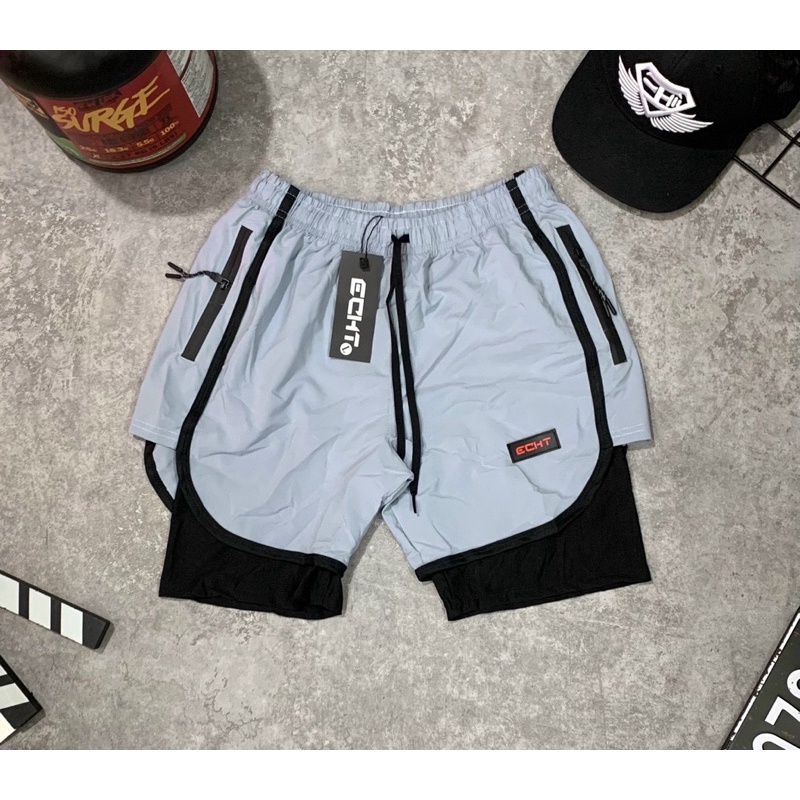 [sale sốc] quần short gym 2 lớp ECHT form ngắn trên đùi cực chất.