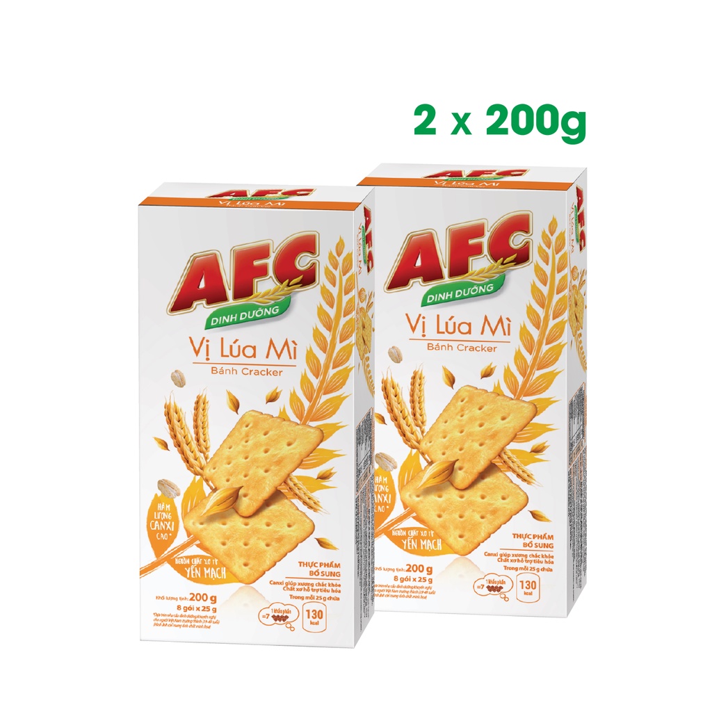 [Giảm 5K cho đơn từ 50K] Combo 2 hộp bánh quy dinh dưỡng AFC vị lúa mì 2x200g