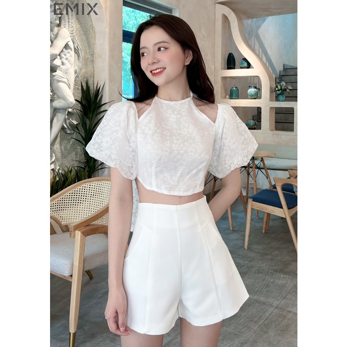 Quần short trơn EMIX (2 màu), basic, dáng ngắn, cạp cao, khóa sau, chất ruby mềm 9960