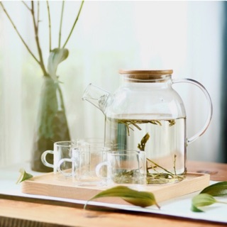 Bộ ấm trà nắp tre giả gỗ 1600ml