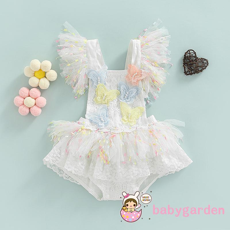 Bộ Áo Liền Quần Không Tay Phối Ren Nhiều Màu Dành Cho Bé Gái 0-24 Tháng Tuổi