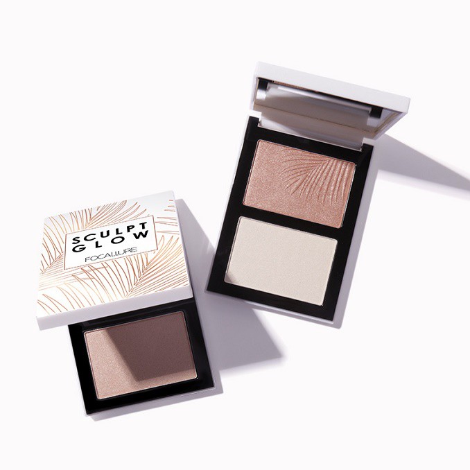 Bảng phấn bắt sáng và tạo khối FOCALLURE 2 màu  tự nhiên Bột tạo đường viền