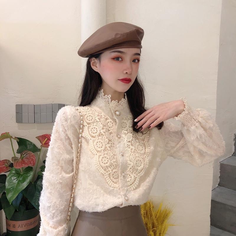 G43. 1115. ÁO REN TAY DÀI BO TAY CÀI KHUY DỌC