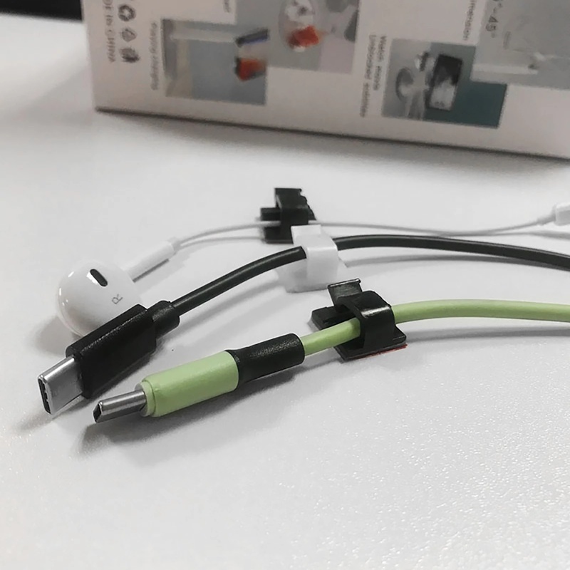 Set 10 giá đỡ cố định dây cáp/ tai nghe hình vuông bằng nhựa tiện lợi