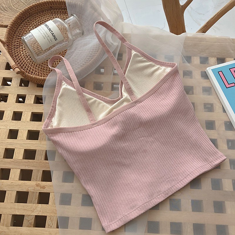 Áo Lót Cotton Cổ Chữ V Đính Nút Có Thể Tháo Rời Thời Trang Mùa Hè