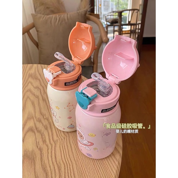 Bình nước giữ nhiệt Gấu+ kèm túi đựng gấu bên ngoài