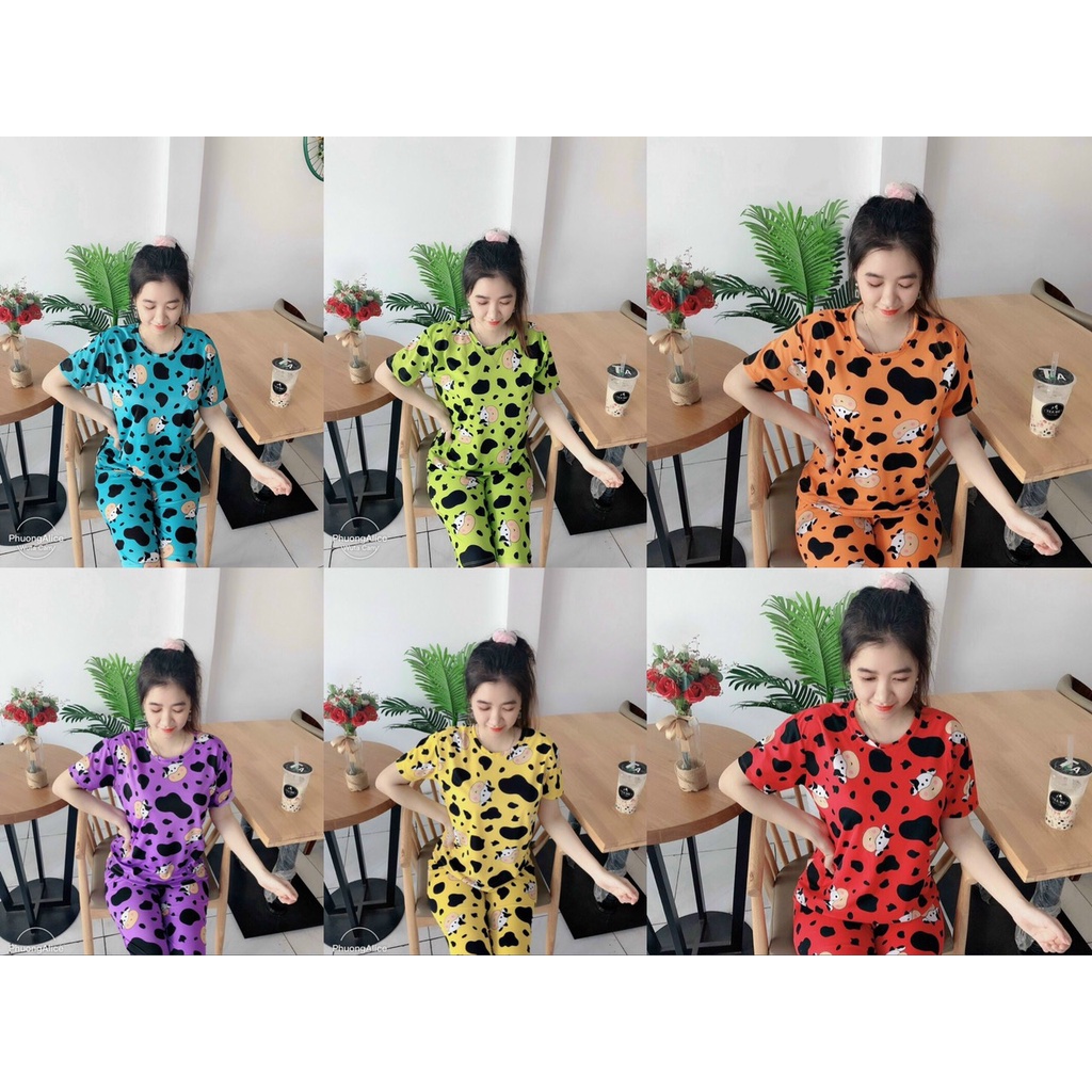 bộ đồ lửng bò sữa chất vải cotton freesize 52ki đổ lại