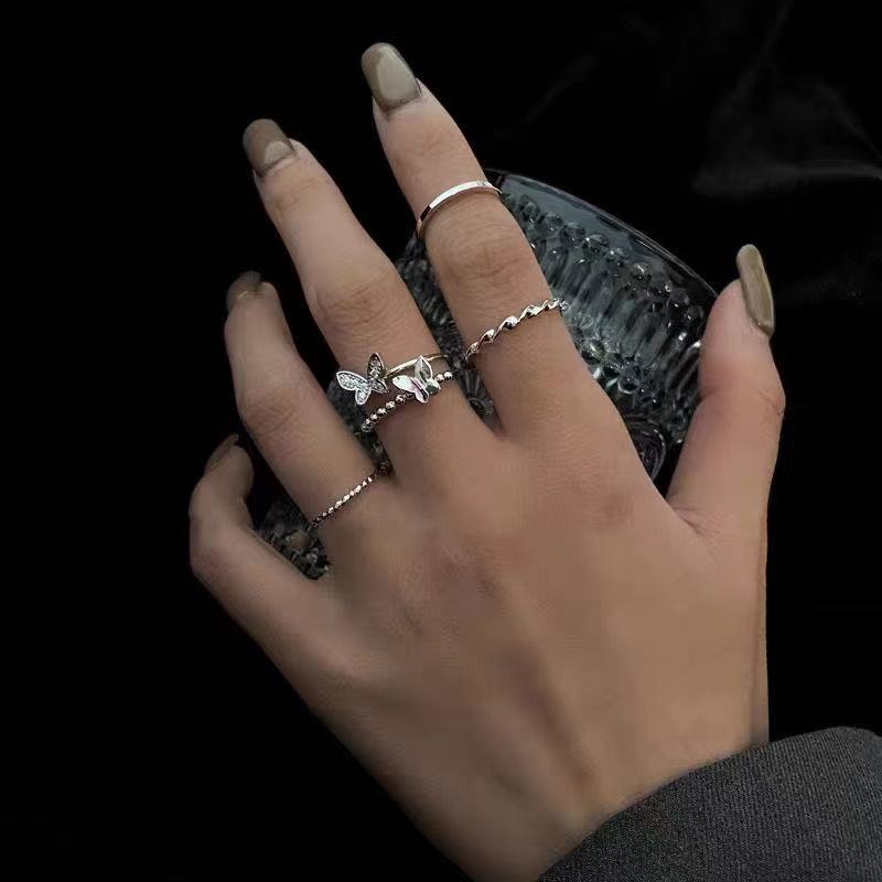 Nhẫn Đeo Ngón Trỏ Dạng Hở Điều Chỉnh Được Phong Cách Hip Hop Hàn Quốc Cá Tính Thời Trang Cho Nữ