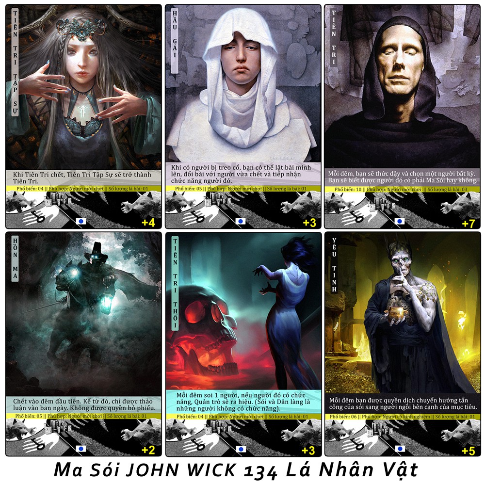 Bài Ma Sói John Wick 134 lá nhân vật việt hóa