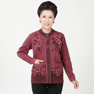Áo len hoa không cổ cho người già
