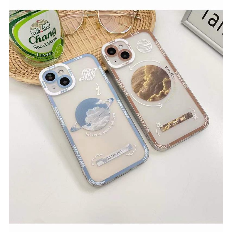 Ốp Điện Thoại Silicon Hình Hành Tinh Màu Xanh Dương Cho IPhone 13/12 Pro Max 11 XS XR X 8 7 6S Plus Mini