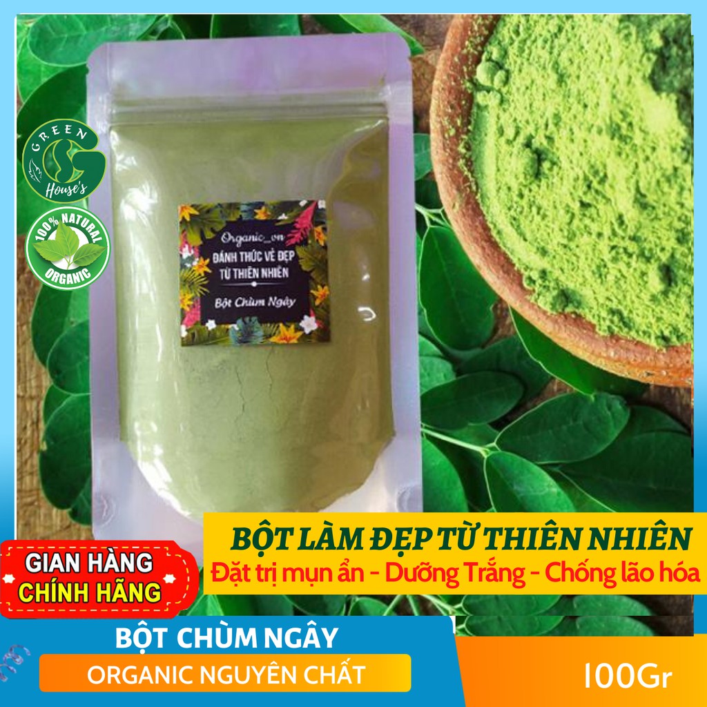 Bột chùm ngây sấy lạnh, nguyên chất Organic 100Gr- Mỹ phẩm Handmade