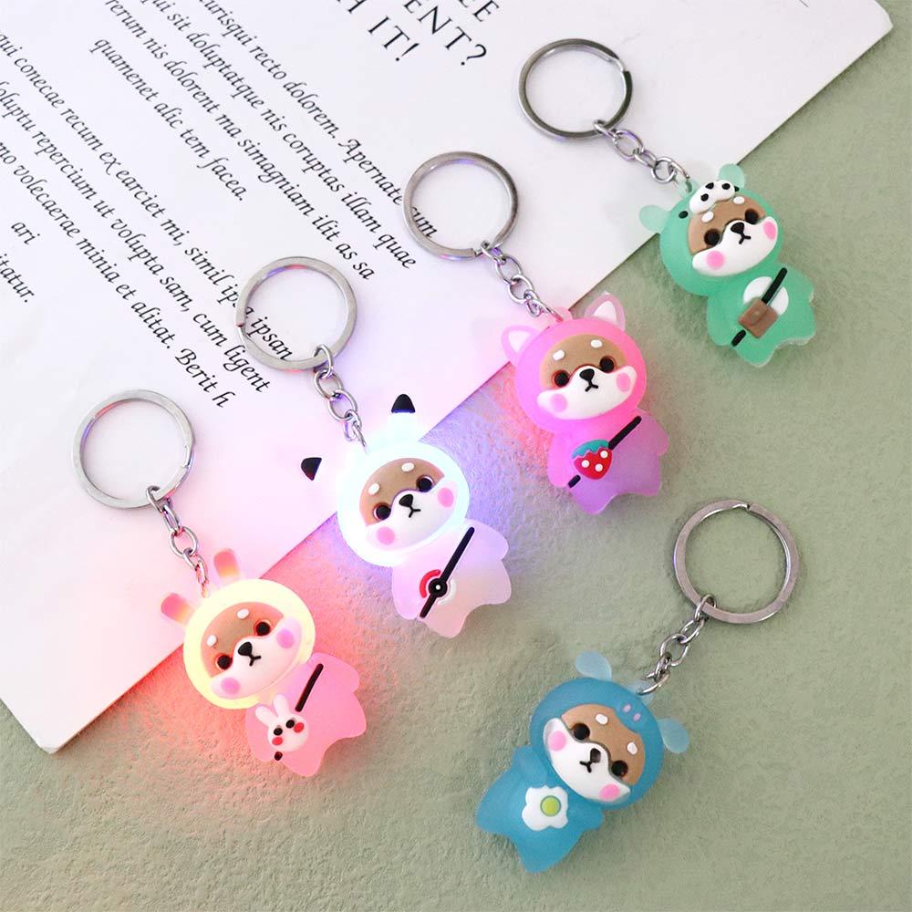 Móc Khóa Hình Búp Bê Hoạt Hình Shiba Inu Có Đèn Nhấp Nháy